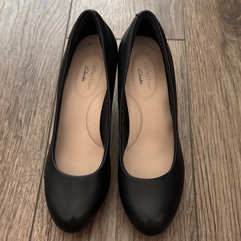 Clarks Black Leather Heels